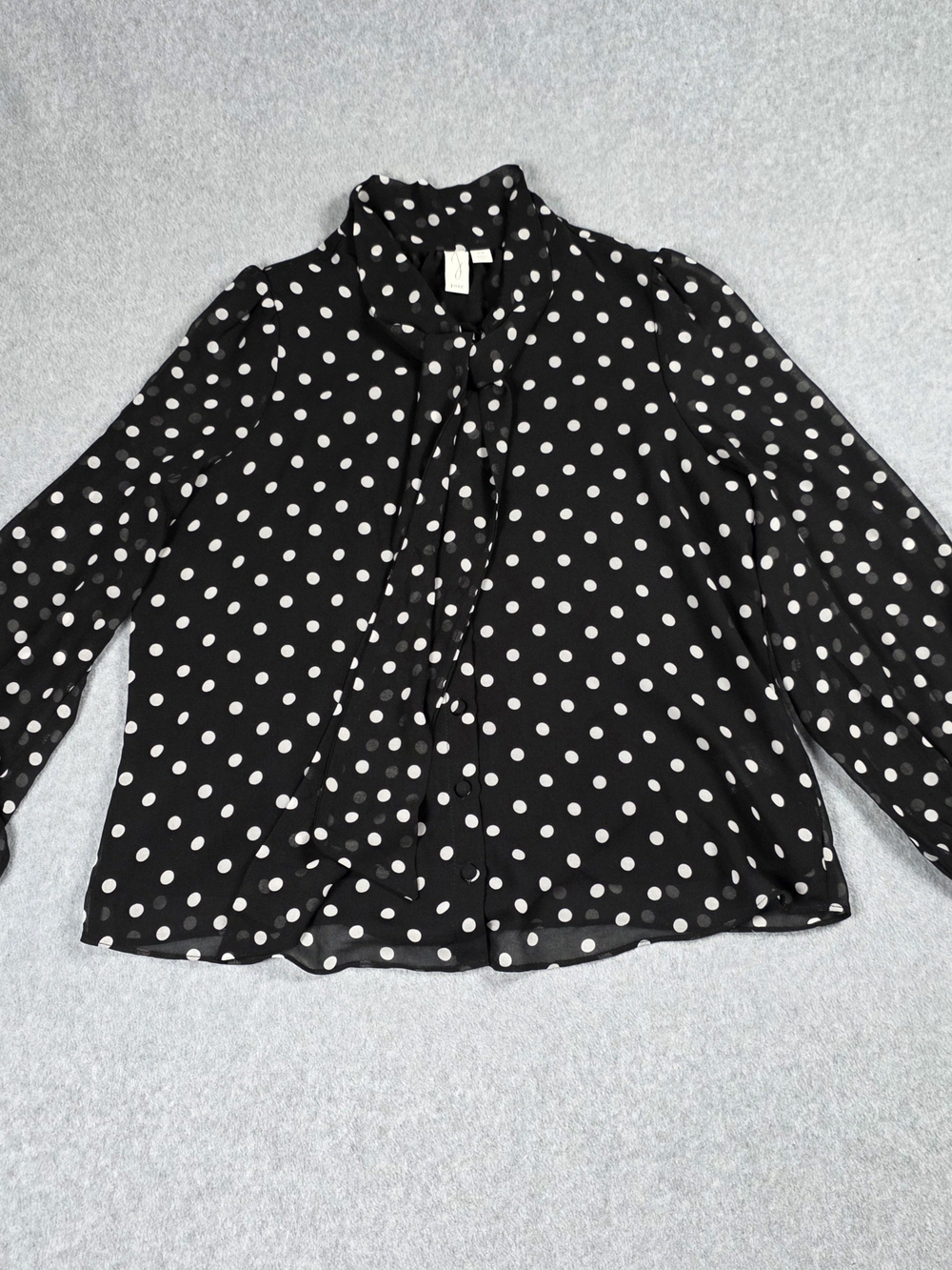 Joie Black Polka Dot Tie-Neck Blouse